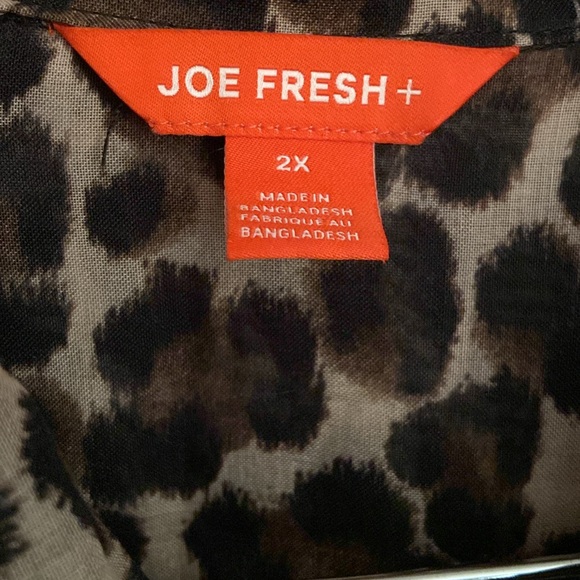2X Joe Fresh Floaty Chiffon Animal Print Button Down Tunic - Picture 7 of 15